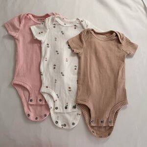 Baby girl Carter's Ribbed Bodysuit Trio - Pink, White, and Tan